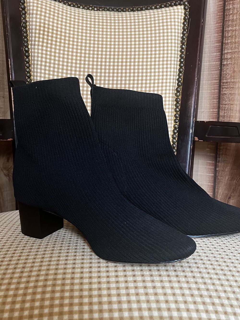 💋 Joie ”Neely” Black Ribbed Knit Sock Boot